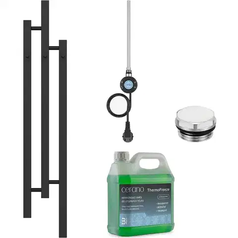 Doplnky do kúpeľne CERANO - Kúpeľňový elektrický radiátorový set Fabiano - WIFI - 300W - čierna matná - 1200x220 mm CER-549452