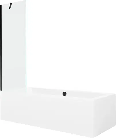 Sprchové dvere MEXEN/S - Cube obdĺžniková vaňa 170 x 80 cm s panelom + vaňová zástena 60, transparent, čierna 550517080X9506000070
