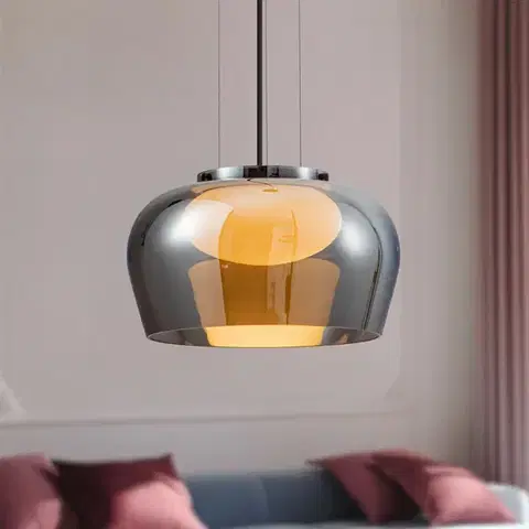 Stropná svetla Lampa wisząca Insieme 35 szklana klosz dymiony nad stół do salonu