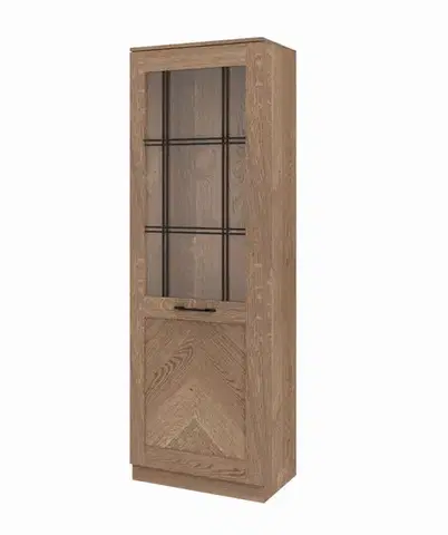 Vitríny Vitrína z masívu ZYCO 10 s LED, dub rustical