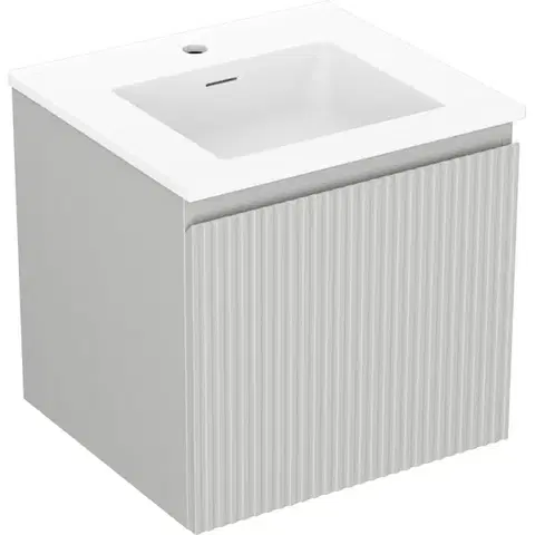 Kúpeľňový nábytok MEXEN/S - Rivel kúpeľňová skrinka 50 cm s umývadlom Otis, 1 šuplík, reliéf, šedá mat/biela mat 91A20-05047-1-BF62-W18M01