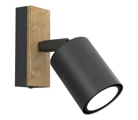 Svietidlá  Nástenné bodové svietidlo TULON 1xGU10/8W/230V čierna/dub 1646