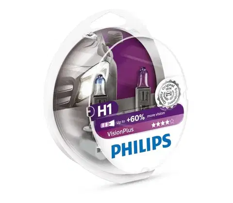 Žiarovky SADA 2x Autožiarovka Philips VISION PLUS 12258VPS2 H1 P14,5s/55W/12V 3250K Phil-12258VPS2