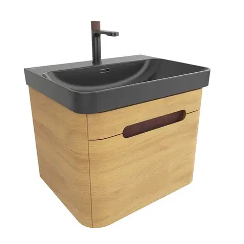 Kúpeľňový nábytok Kúpeľňová skrinka s umývadlom SAT Fusion 57,5x43x45 cm dub medový mat SATFUSION60DMBKMBA SATFUSION60DMBKMBA