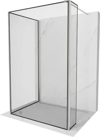 Sprchové dvere MEXEN/S - Kioto Sprchová zástena WALK-IN 120 x 110 x 30, čierny vzor, nikel kefovaná 800-120-110-221-97-70-030
