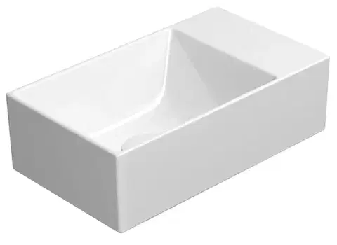 Umývadlá GSI - KUBE X keramické umývadlo 40x23cm, bez otvoru, pravé/ľavé, biela ExtraGlaze 9484011