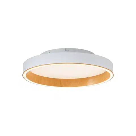 Stropné osvetlenie Dizajnové stropné svietidlo biele s drevom 40 cm vrátane LED 3-stupňového spínača - Ingo