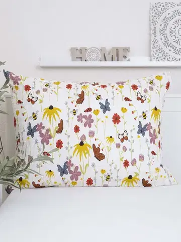 Dekoračné obliečky MKLozkoviny.sk Krepová obliečka na vankúš Renforcé 70 x 90 cm - Motýliky-  -