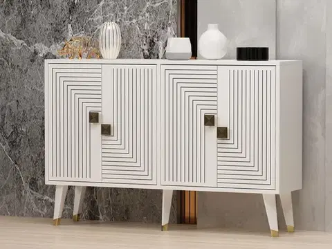 Komody Konzolový stolík Ahart - White, Gold
