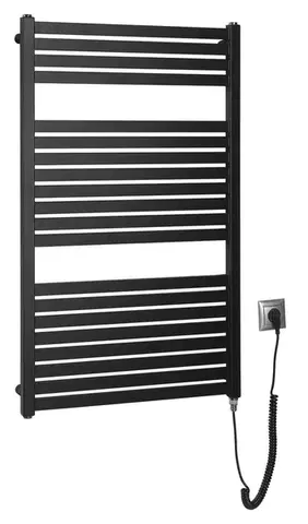 Radiátory do kúpeľne AQUALINE - TONDI-E elektrické vykurovacie teleso, rovné, 600x970 400 W, čierna matná DE466T