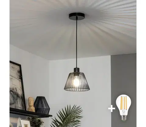 Svietidlá BRILAGI - LED luster na lanku CERIA WIRE 1xE27/40W/230V priemer 21 cm čierny BG3987+EG300162