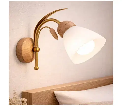 Svietidlá  Nástenné svietidlo TULIPAN 1xE27/60W/230V dub KM-1.24 OAK