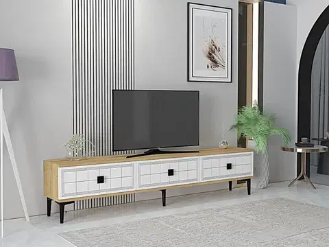TV stolíky TV stolík Yuka 180 - Sapphire Oak, White