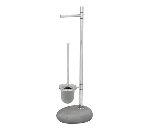 Svietidlá WENKO 19494100 - WC kefa PEBBLE STONE 23,5x70 cm lesk. chróm/šedá/satinovaný 19494100