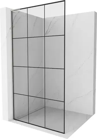 Sprchové dvere MEXEN/S - Kioto L Sprchová zástena WALK-IN 100 x 200, čierny vzor, nikel kefovaná 800-100-103-97-77