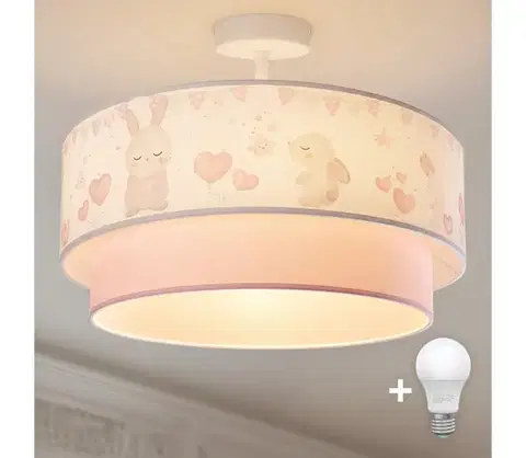 Svietidlá BRILAGI-LED Detský prisadený luster BOBO 1xE27/60W/230V pr.40 cm krémová/ružová/kráľovská 8590828051312