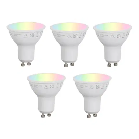 LED osvetlenie Sada 5 inteligentných stmievateľných LED žiaroviek GU10 50 mm opálová RGBW 4,7 W 400 lm 2700 – 6500 K Zigbee