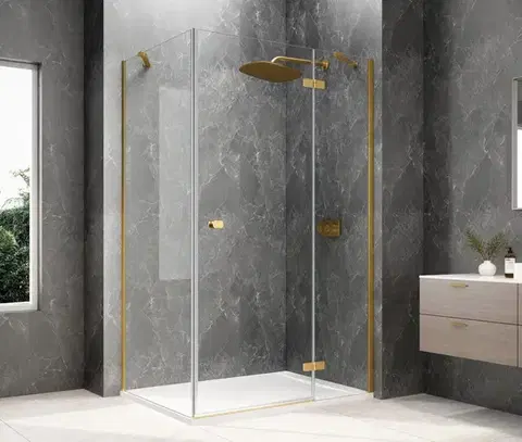 Sprchové dvere POLYSAN - GLOBE GOLD MATT obdĺžniková sprchová zástena 1200x800, číre sklo, pravé GB1012-3215RG
