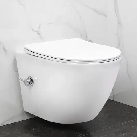 Záchody REA - Závesná WC misa Carlo Lux Rimless s funkciou bidetu REA-C9701