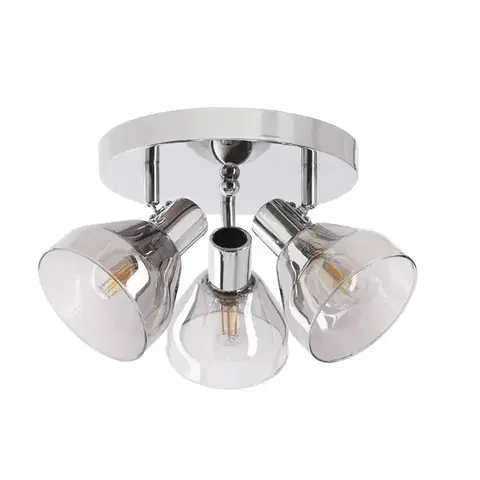 Stropná svetla GRAZIA lampa sufitowa plafon chromowy 3x40W E14 klosz dymiony