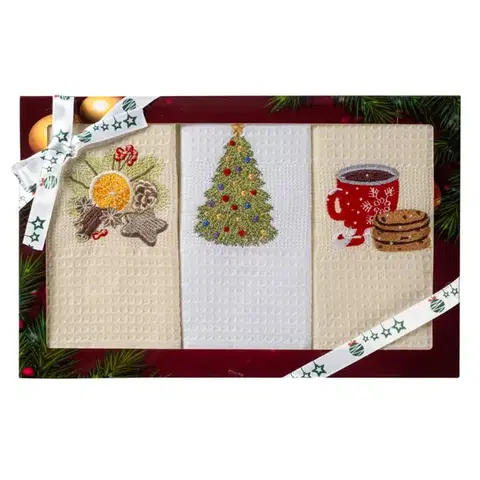Bytový textil Kuchynské utierky kpl. 3 ks 50x70 cm krémový/biely