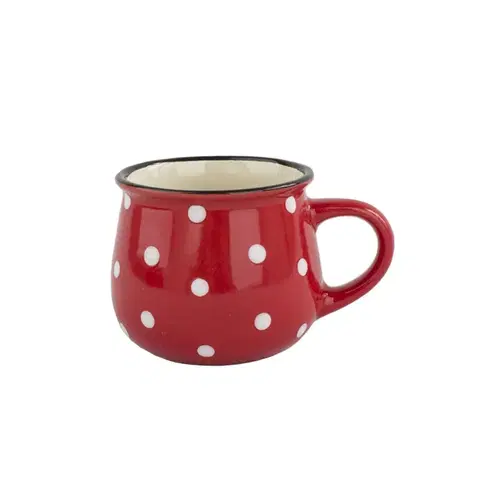 Hrnčeky a šálky Keramický hrnček Dots 230 ml, červená, 230 ml