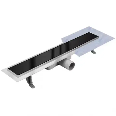 Sprchové kúty Odtokový žľab Inox čierne sklo 500