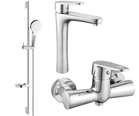 Kúpeľňové batérie MEXEN/S - Kama DS05 SET umývadlová batéria + sprchová s príslušenstvom, chróm 72514DS05-00