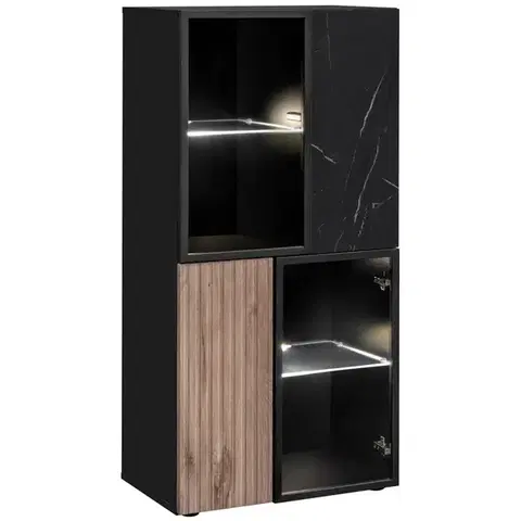 Vitríny v podkrovnom štýle Vitrína Cannes Zmwdv Cs Wsn Black/Viking/Marble Black