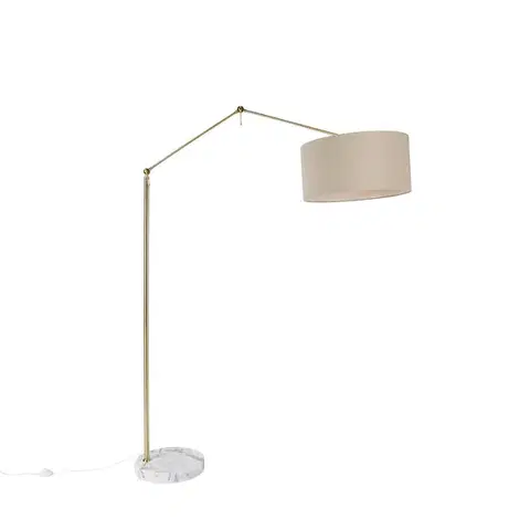 Stojace lampy Stojaca lampa zlatá so svetlohnedým tienidlom 50 cm nastaviteľná - Editor