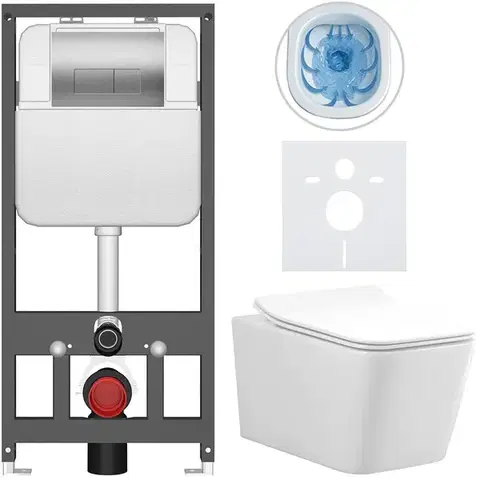 Záchody CERANO - Kompletný WC set Basic/Forte - biela lesklá - WC tlačidlo Modulo/Strieborná - závesné - predstenová inštalácia - 51x36 CER-8050BD86148