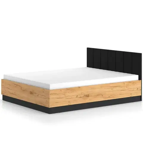 Dvojlôžkové postele Posteľ s výklopným mechanizmom Urso 1401 dub Craft zlatý/čierna