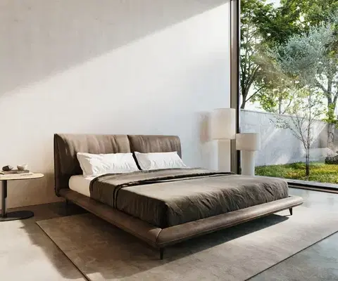 Čalúnené postele DELIFE Čalúnená posteľ Cusino 180x200 cm mikrovlákno taupe vintage