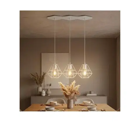 Svietidlá  Závesný luster na lanku DIAMOND 3xE27/60W/230V biely 848