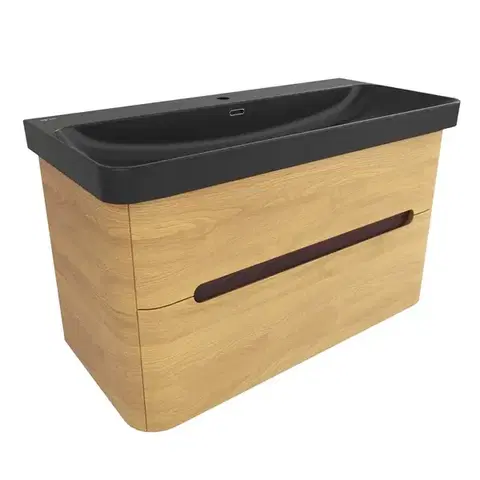 Kúpeľňový nábytok Kúpeľňová skrinka s umývadlom SAT Fusion 97,5x53x45 cm dub medový mat SATFUSION2100DMBKM SATFUSION2100DMBKM