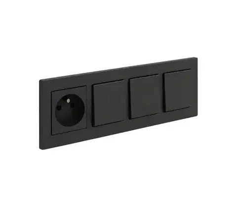 Predlžovacie káble Legrand-Trojitý jednopólový vypínač č. 1 a domová zásuvka 250V/16A NILOE STEP LR0047+LR0033+LR0038+LR0038+LR0038