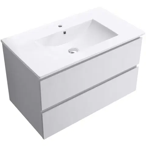 Kúpeľňový nábytok CERANO - Kúpeľňová skrinka Carole + keramické umývadlo Todo - biela matná - 101x50x46,5 CER-476312