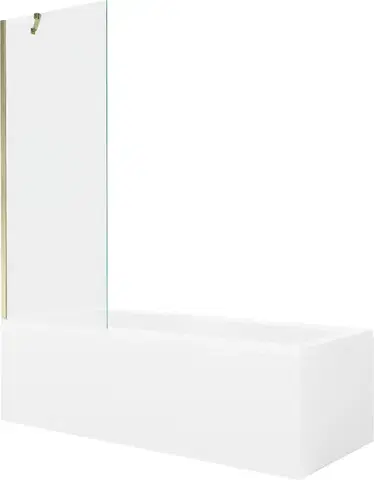 Sprchové dvere MEXEN/S - Cubik obdĺžniková vaňa 150 x 70 cm s panelom + vaňová zástena 70, transparent, zlatá 550315070X9507000050