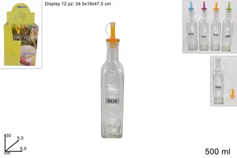 Dochucovacie súpravy MAKRO - Fľaša na olej/ocot 500ml rôzne farby a popisy