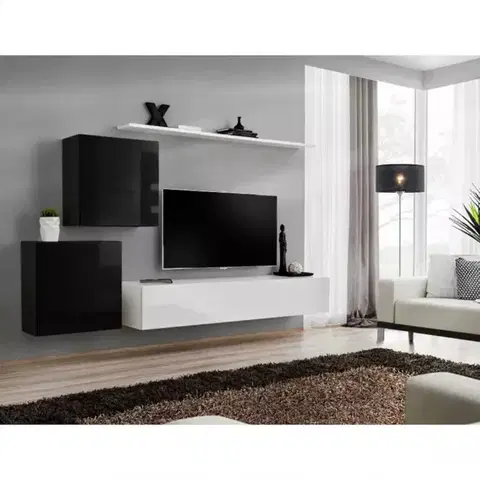 Podkrovný nábytok Obývacia stena Switch V Čierna /Biely