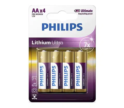 Predlžovacie káble Philips FR6LB4A/10 - 4 ks Lithiová batéria AA LITHIUM ULTRA 1,5V 2400mAh Phil-FR6LB4A/10