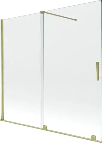 Sprchové dvere MEXEN/S - Velar Dvojkrídlová posuvná vaňová zástena 170 x 150, transparent, zlatá 896-170-000-01-50