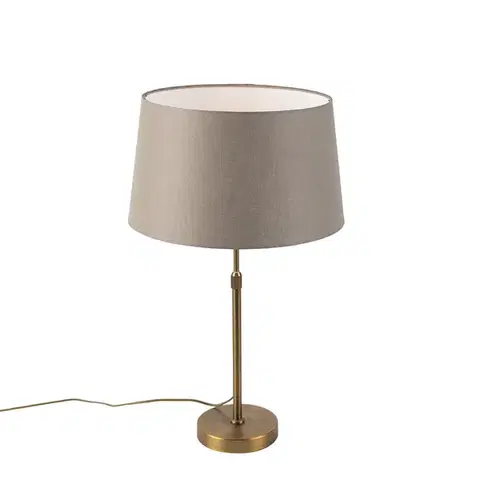 Stolné lampy Stolná lampa bronzová s tienidlom z ľanu taupe 35 cm - Parte
