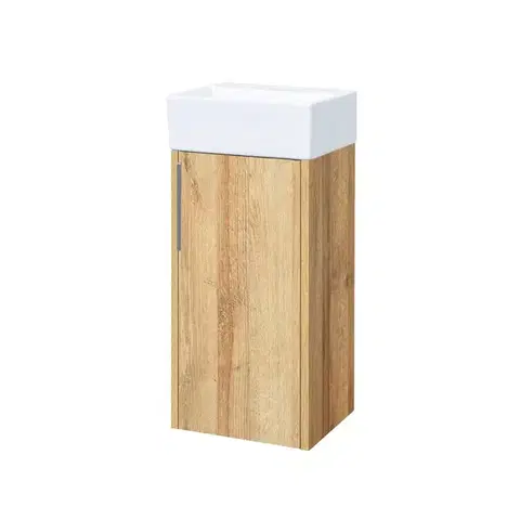 Kúpeľňový nábytok Mereo Vigo, kúpeľňová skrinka s keramickým umývadlom, 33 cm, dub Riviera CN351