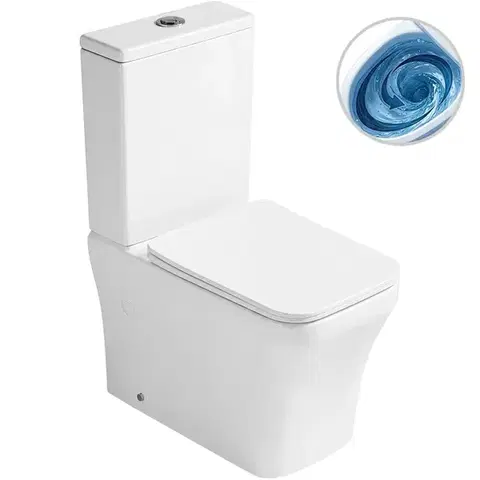 Záchody CERANO - WC kombi Hugo, Vortex + Slim/UF sedátko - spodný/zadný odpad - biela lesklá - 62x37,5 CER-680358