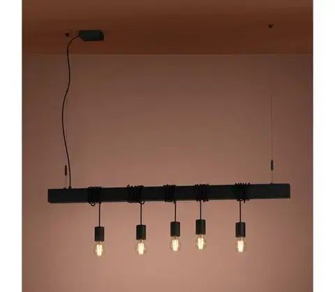 Svietidlá Eglo 39937 - Luster na lanku TOWNSHEND-B 5xE27/40W/230V čierna 39937