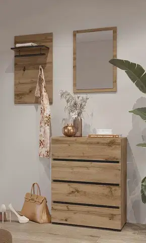 Predsieňové zostavy BRENDON zostava do predsiene, dub Wotan / čierna 
