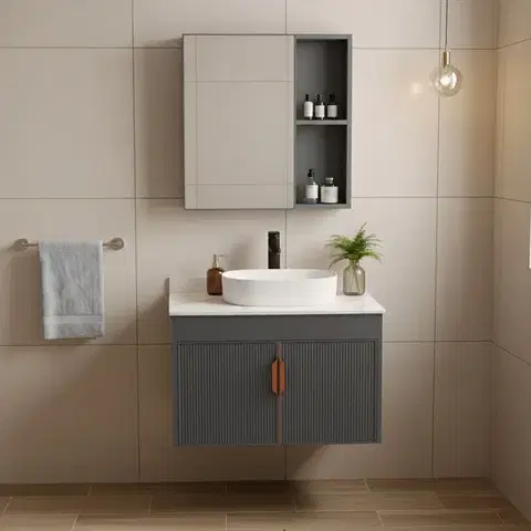 Kúpeľňový nábytok REA - Kúpeľňová zostava nábytku s doskou Modo 60cm Grey REA-M0097