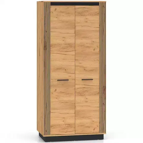 Šatníkové skrine Skriňa Urso 03 dub Craft Zlatý/Čierna