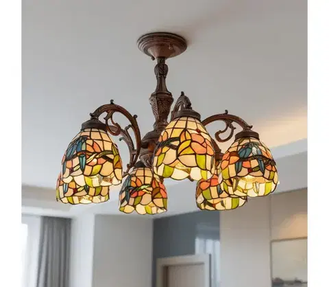 Svietidlá BRILAGI - Tiffany vitračný prisadený luster JUNGLE 6xE27/60W/230V priemer 60 cm BRD-12003